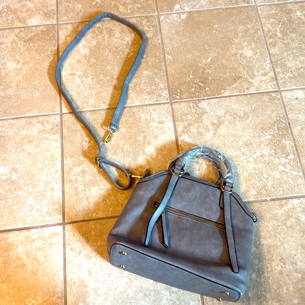 NEVER USED!! Grey crossbody with detachable strap to make a handbag